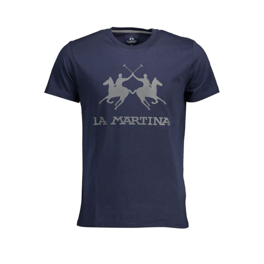La Martina Chic Crew Neck Cotton Tee in Men's Blue